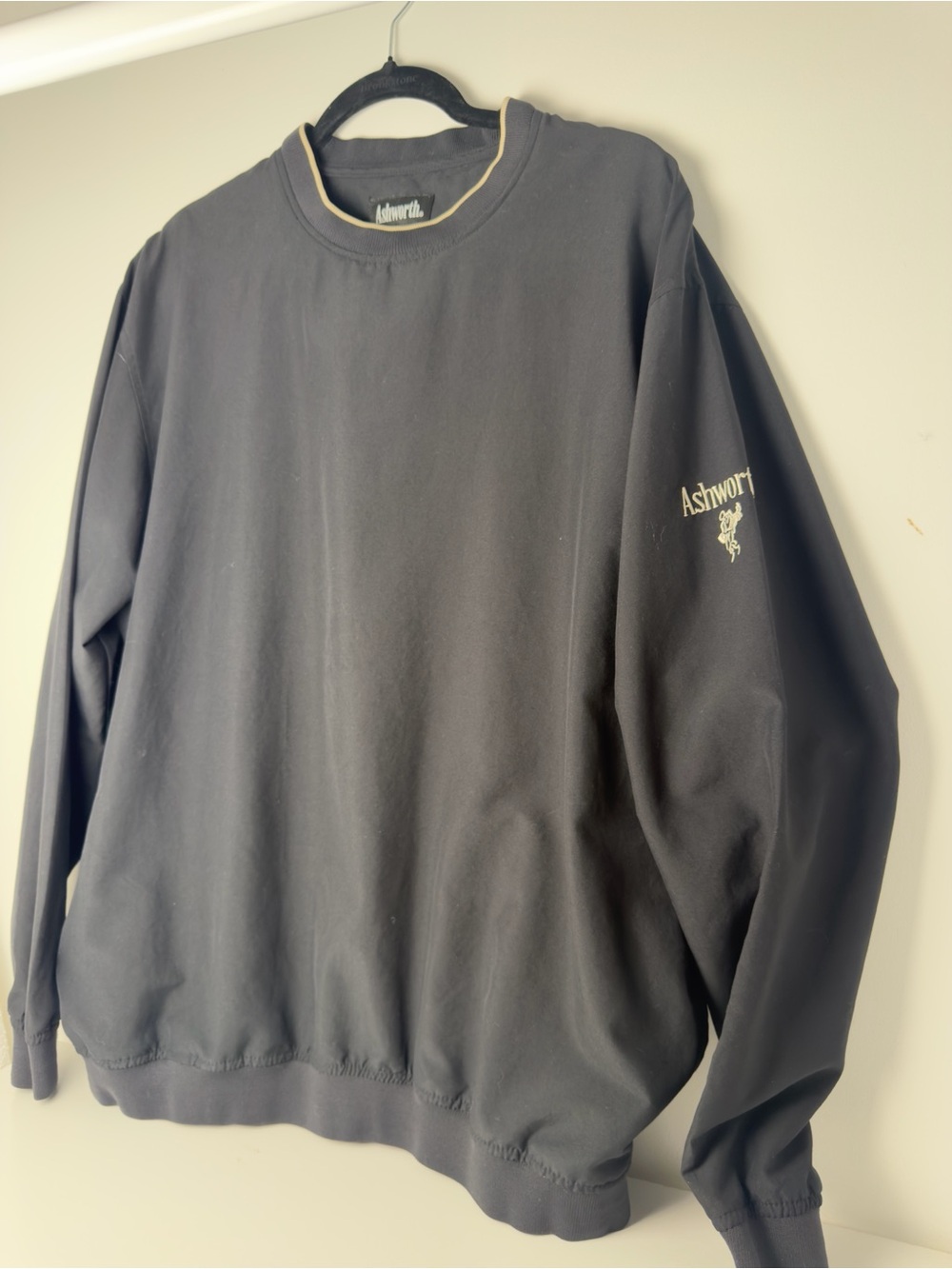 Ashworth Black Crewneck Sweater with Cream Trim
